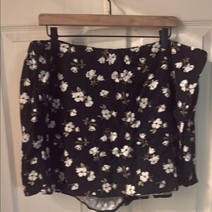Floral Black Skort